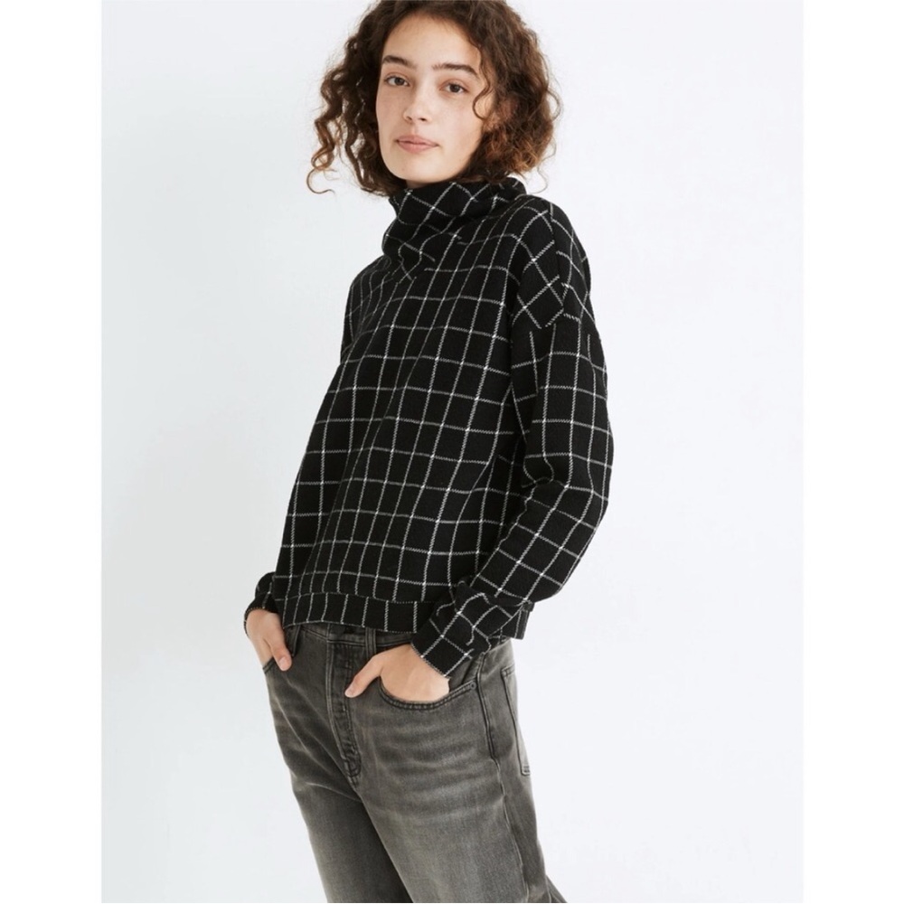 Madewell Textured Turtleneck Top in Windowpane